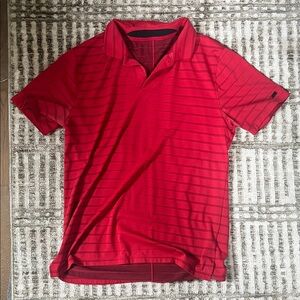Nike Red Polo Shirt with Subtle Stripes